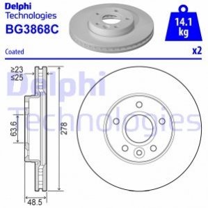 Тормозной диск (передний) Delphi BG3868-C (фото 1)