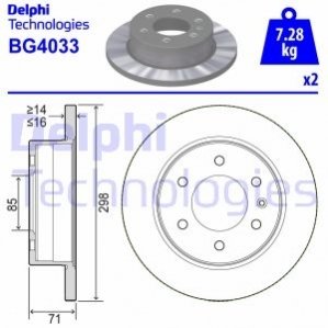 Гальмівні диски – 2 шт. (задні) Delphi BG4033 (фото 1)