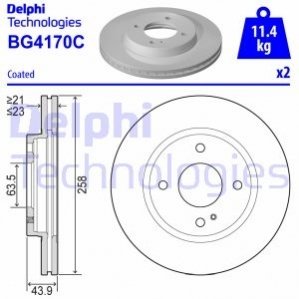 Тормозной диск (передний) Delphi BG4170C (фото 1)