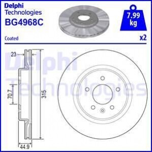 Гальмівний диск Delphi BG4968C (фото 1)