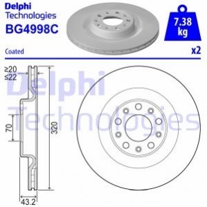 Тормозной диск Delphi BG4998C (фото 1)