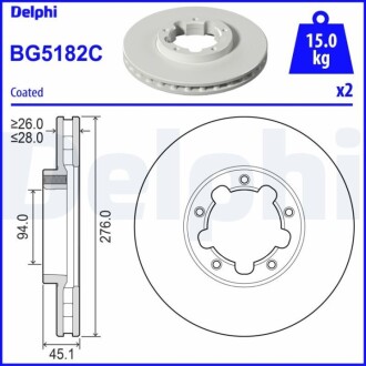 DELPHI NISSAN Диск гальмівний NT400 CABSTAR 14- BG5182C