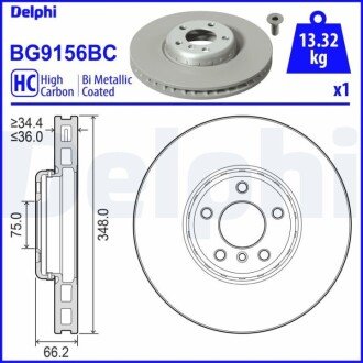 Диск гальмівний (передній) BMW 5 (F10/F11)/6 (F12/F13)/7 (F01-F04) 09- (348x36) (R) BG9156BC