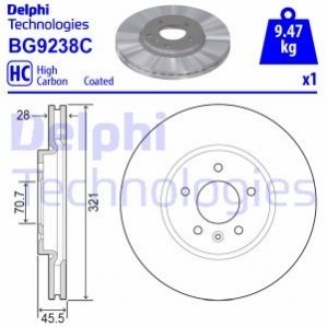 Гальмівний диск Delphi BG9238C (фото 1)