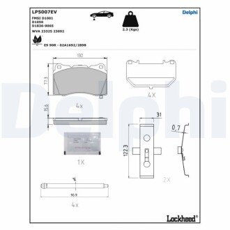 Колодки гальмівні (передні) Opel Insignia 08-17/Astra J/Tesla S/X/VW Golf VII 12-/Renault Megane 17 LP5007EV