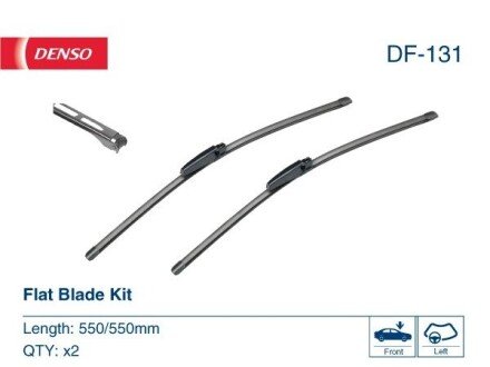 Комплект щеток стеклоочистителя бескаркасных Denso Flat 550/550 DF131