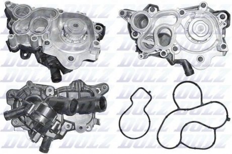 Помпа води Audi/Seat/Skoda/VW 1.0-1.4TSI/1.4-1.6 13- (28z)(B/B)(6 лоп)(з корпусом і 2 термостатами) DOLZ A247 (фото 1)