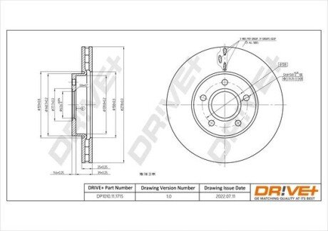 Диск гальмівний (передній) Ford C-Max 07-/Focus 04-/Volvo C30/S40/V50 04-12 (278x25) (з покр.) (вент) DP1010111715