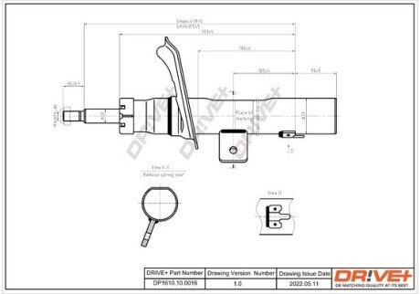 Амортизатор (передній) Peugeot 206 00- (R) DRIVE DP1610100016 (фото 1)