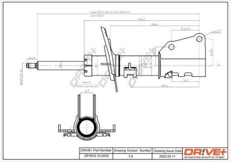 Амортизатор (передній) Renault Kangoo 08- R15/16 (maxi baza) (цапфа 36mm) (d22mm D51mm) DP1610100018