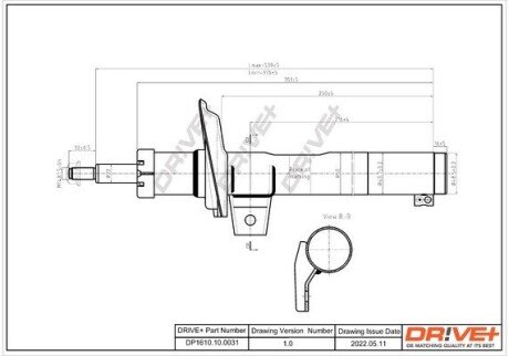 Амортизатор (передній) VW Caddy 03- (D 50) DRIVE DP1610100031 (фото 1)