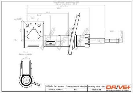 Амортизатор (передній) Citroen C4 II/DS4 09-/Peugeot 3008 I 09-17 (L) DP1610100078