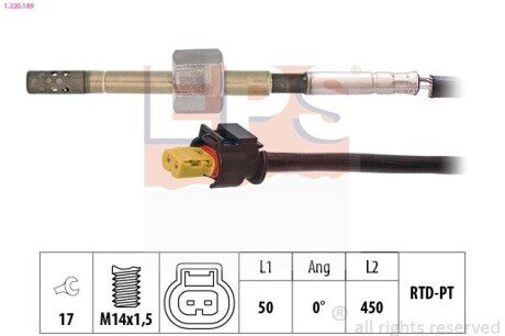 Датчик температури випускнх газів MB C (W205, S205)/E (W212, S212) 1.220.189