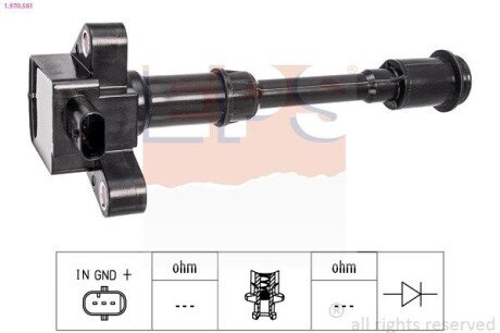 Котушка запалювання Ford C-Max II 1.6 EcoBoost 10- /Fiesta 1.6 ST 13- /Focus III 1.6 EcoBoost 10- /Kuga 13- /Mondeo IV 10- /Volvo S60/V60 1.6 10- 1.970.561