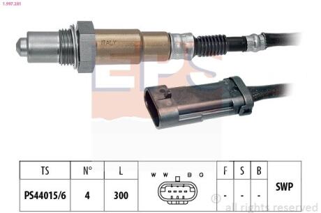 EPS RENAULT лямбда-зонд LOGAN I 1.6 04-, MEGANE I Classic 1.4 96-03, DACIA SANDERO 1.6 16V 11- 1.997.281