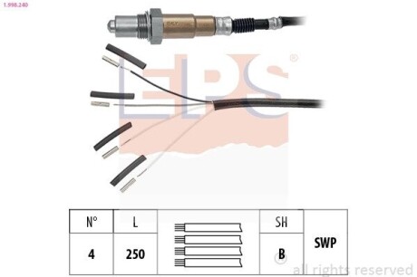 EPS Лямбда-зонд (4 конт.) OPEL Insignia, Astra G/H/J 1,4-2,0 1.998.240