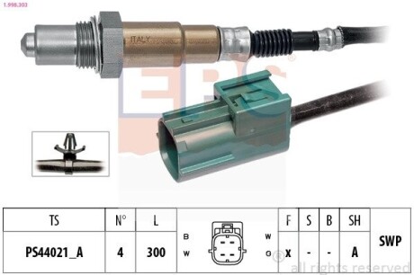 EPS NISSAN Лямбда-зонд MICRA 1.2/1.4 03-, NOTE 1.4 06- 1.998.303