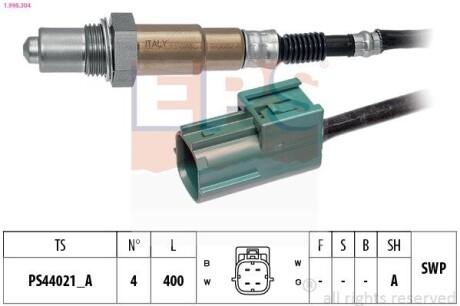 EPS NISSAN Лямбда-зонд (4 конт.) Primera 1,6/1,8 02- Almera 1,5/1,8 02-06 Micra 1,0/1,2/1,4 02-05 1.998.304