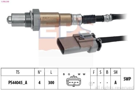 EPS OPEL Лямбда-зонд ASTRA K 1.0/1.4 15-, INSIGNIA  1.5 17- 1.998.349