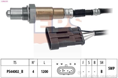 EPS FIAT Лямбда-зонд DOBLO Мінівен 1.2/1.6 01- 1.998.353