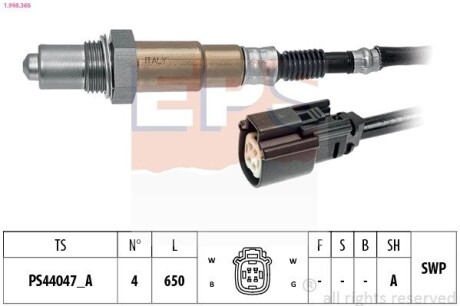 EPS FORD Лямбда-зонд FOCUS 2.0 12-17, MONDEO V 1.0/2.0 12- 1.998.366