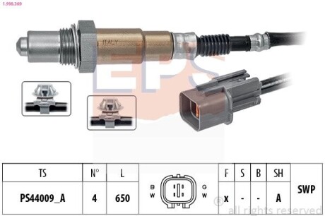 EPS HYUNDAI Лямбда зонд ACCENT i25 IV 1.6 10-, TUCSON 1.6 T-GDi 15-20, ix20 (JC) 1.4 10-19, KIA CEED (JD) 1.6 GDI 12-18 1.998.369