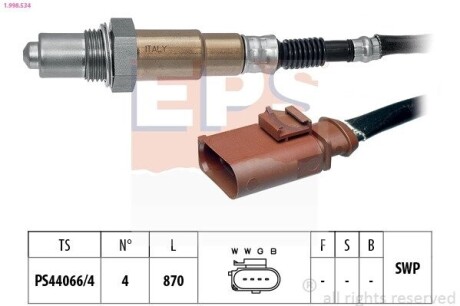 EPS VW Лямбда-зонд CADDY 1.0 TSI 15- 1.998.534