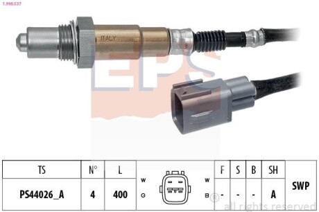 EPS TOYOTA Лямбда-зонд COROLLA 1.4/1.6 01-07, LAND CRUISER PRADO 4.0 09-, LEXUS IS  2.0 15- 1.998.537