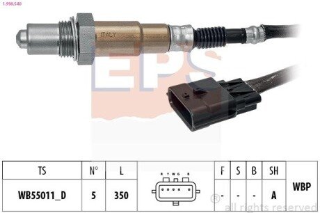 Лямбда-зонд (5 конт.) Dacia Dokker/Sandero 1.5 dCi 12-/Nissan Juke/Qashqai 1.5dCi 10-/Renault Captur 13-/Clio IV/Kangoo 1.5dCi 08- 1.998.540