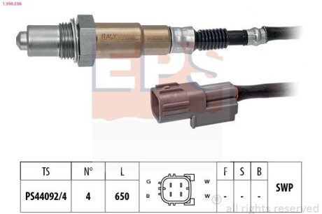 EPS KIA Лямбда-зонд 650 мм OPTIMA 2.0 15-19 1.998.598