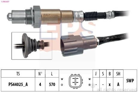 EPS TOYOTA Лямбда-зонд PRIUS Liftback 1.5 Hybrid 03-09, YARIS 1.33 08-11 1.998.607