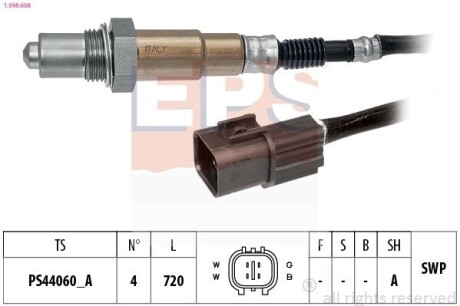 EPS MITSUBISHI Лямбда-зонд OUTLANDER 2.4/3.0 03- 1.998.608