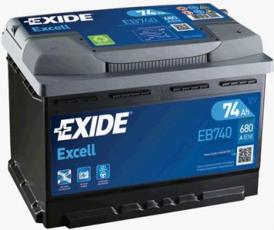 Аккумулятор   74Ah-12v Exide EXCELL(278х175х190),R,EN680 !КАТ. -10% EB740