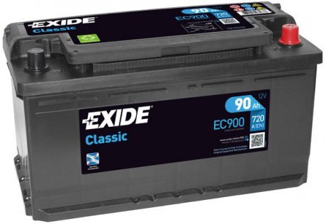 Аккумулятор 90Ah-12v CLASSIC(353х175х190),R,EN720 !КАТ. -10% EXIDE EC900 (фото 1)