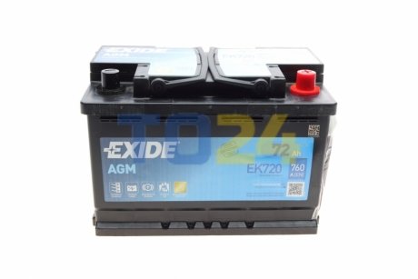 Акумулятор 72Ah 760a Exide AGM (278х175х190) EK720