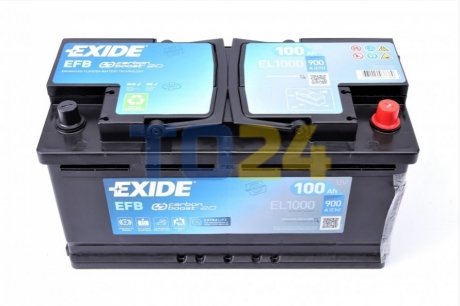 Аккумулятор 100Ah-12v EXIDE EFB (353х175х190), R+ EL1000