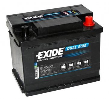 Акумулятор 60Ah-12v EXIDE AGM (242x175x190), R+ EP500