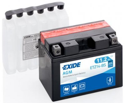 Акумулятор 11,2Ah-12v AGM (150х87х110) L, EN205. -10% EXIDE ETZ14-BS (фото 1)