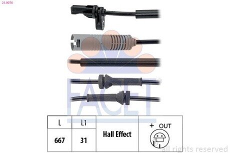 Датчик ABS BMW 1(E81), 3(E90) 05- передн Л/Пр 21.0076