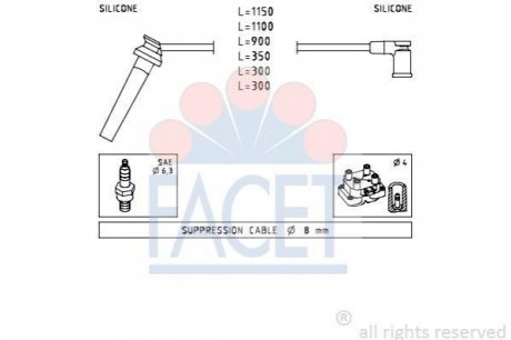 Комплект кабелів запалення FACET 47214 (фото 1)