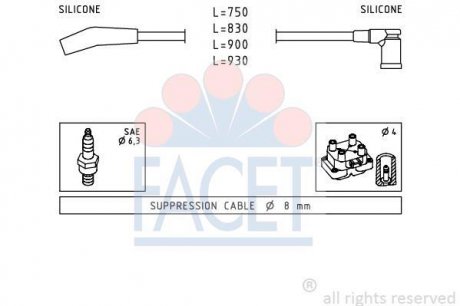 Комплект кабелей зажигания FACET 4.9568 (фото 1)