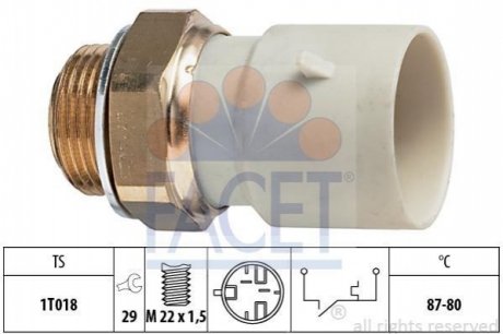 Термовимикач вентилятора радіатора FACET 75271 (фото 1)