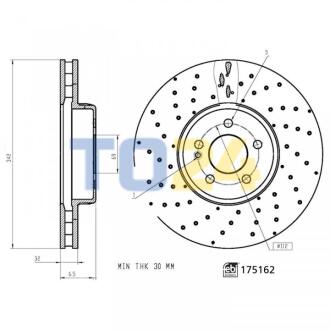 FEBI DB диск гальм. передній (342мм) W205/W213 175162