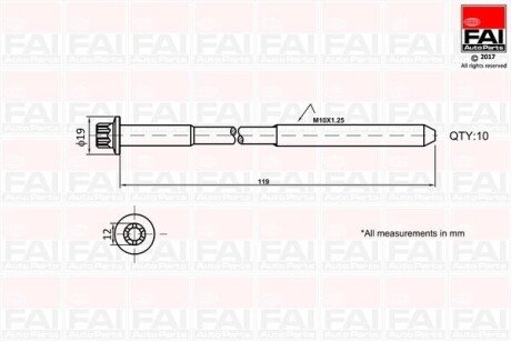 К-кт болтов ГБЦ Fiat Punto 1.3D Multijet 09-/Opel Astra H/J 1.3CDTi 10- B1321