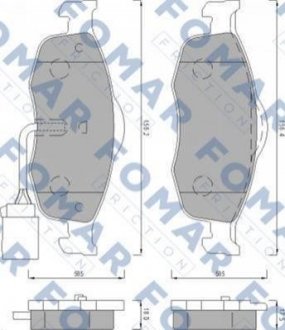 Дисковые тормозные колодки (передние) FOMAR FO 493081 (фото 1)