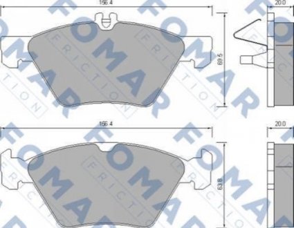 Дисковые тормозные колодки (передние) FOMAR FO 639081 (фото 1)