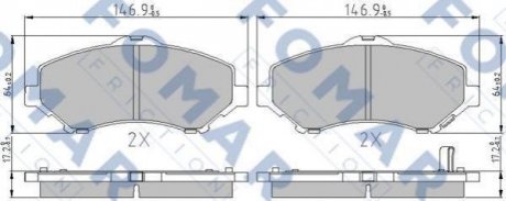 Дисковые тормозные колодки (передние) FOMAR FO 850083 (фото 1)