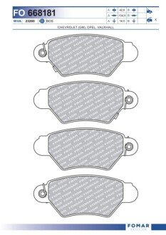 Дискові гальмівні колодки (задні) FOMAR FO 668181 (фото 1)