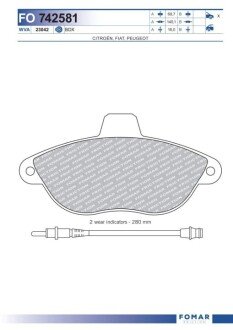 Дисковые тормозные колодки (передние) FO 742581