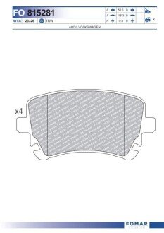 Дисковые тормозные колодки (задние) FO 815281